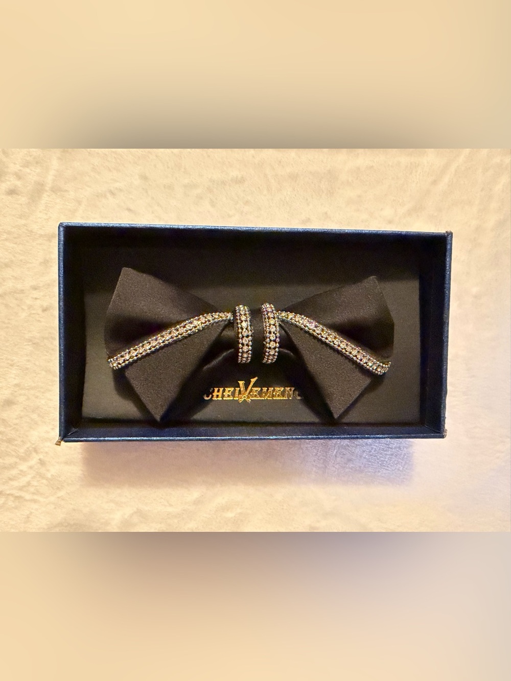 Mens Black Rhinestone Bow Tie Satin Silk Pre-tied Tuxedo Bow Tie for Men